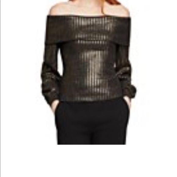 BCBGeneration Metallic-Stripe Off the Shoulder top - Picture 7 of 7